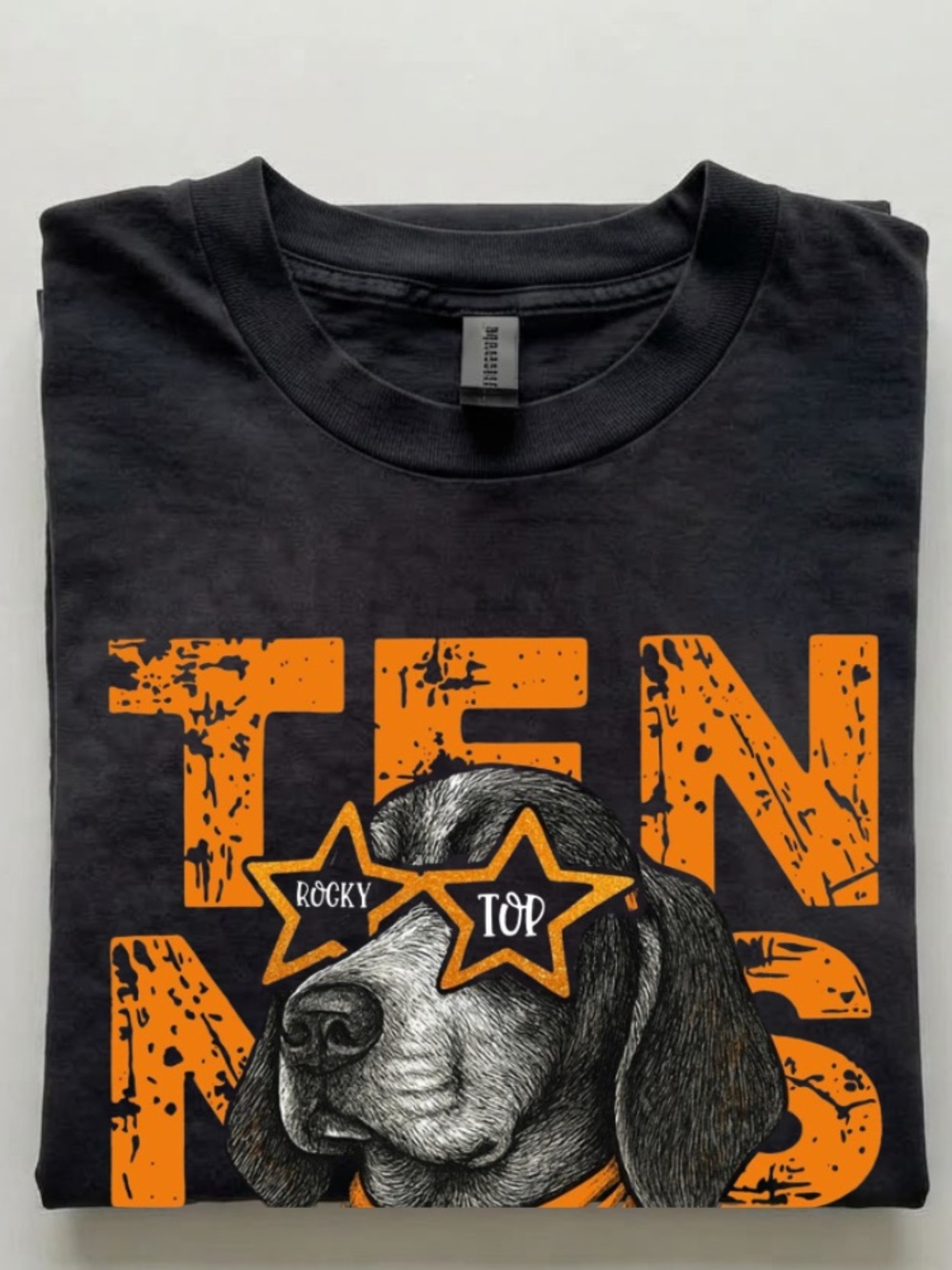 Tennessee Rocky Top Dog Star Sunglasses Bandana Vintage Black T-Shirt